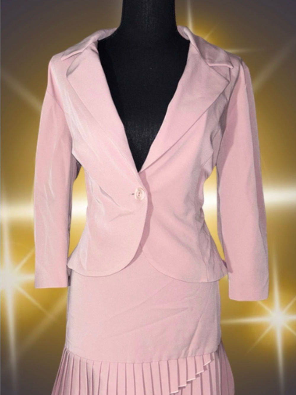 Blush Light Pink Single-Button Tailored Blazer